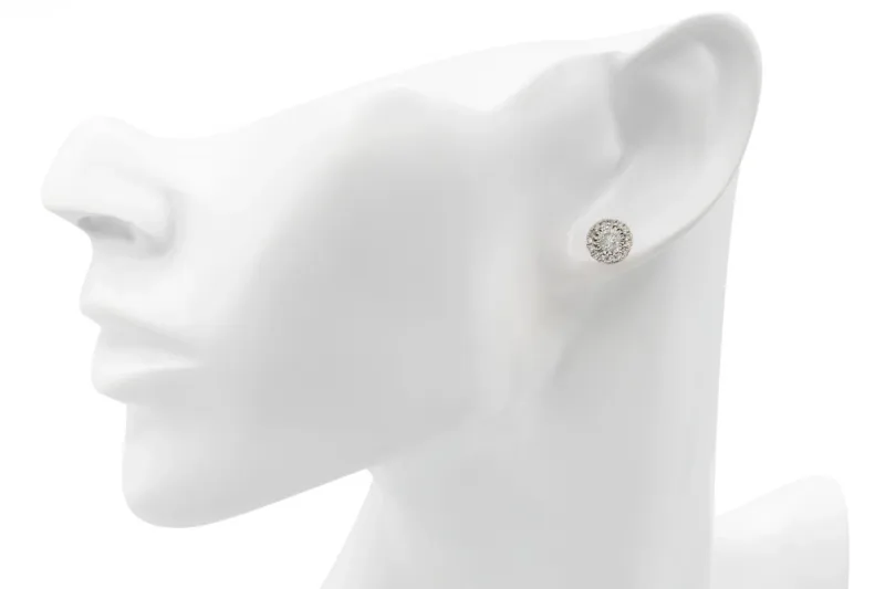 9ct White Gold Diamond Halo Studs 1.00ct 2g