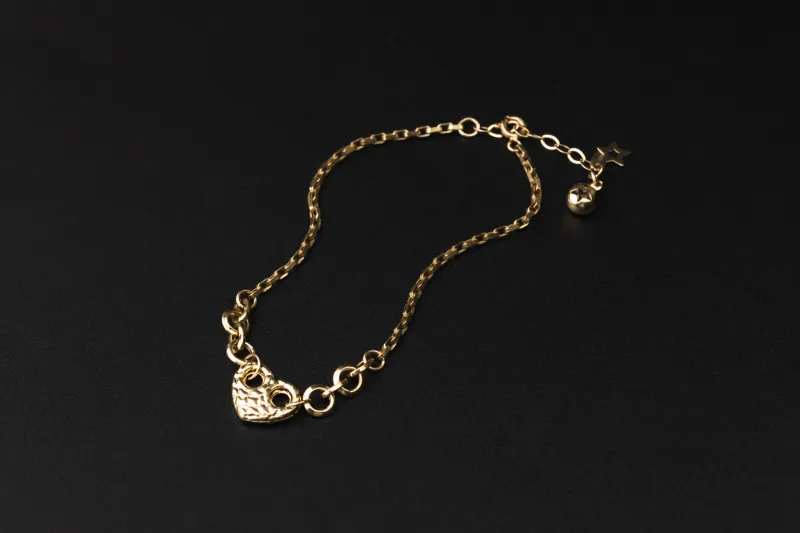14ct Yellow Gold Heart Bracelet 8" 2.9g