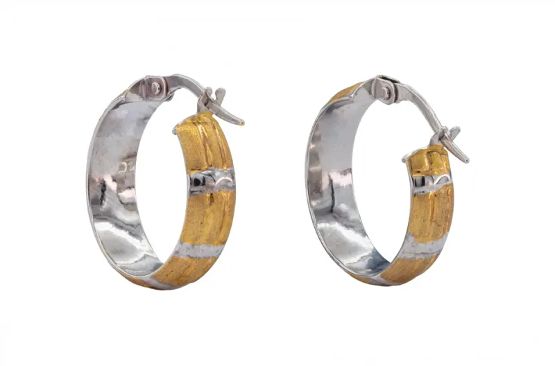 9ct Yellow/White Gold Hoop Earrings 1.6g