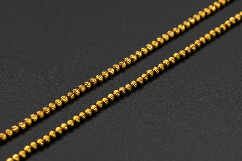 9ct Yellow Gold Bead Chain Necklace Classic Ball Link Design 11g