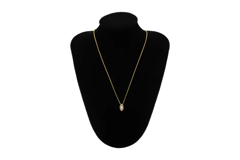 Gold Plated Sterling Silver Lab Grown Marquise Cut Diamond Necklace 0.57ct