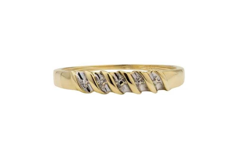 9ct Yellow & White Gold Ring 4mm Size T 1.9g