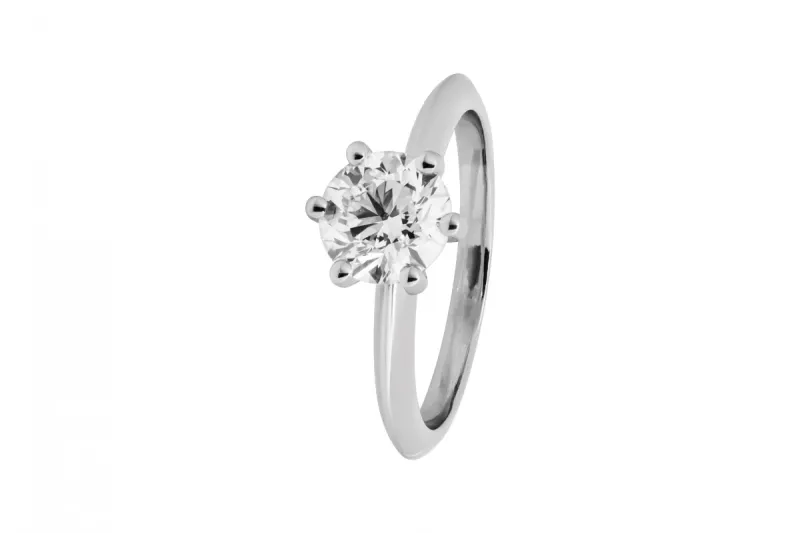 Platinum Knife-Edge Round Brilliant Diamond  Engagement Ring 1.20ct GIA Certified