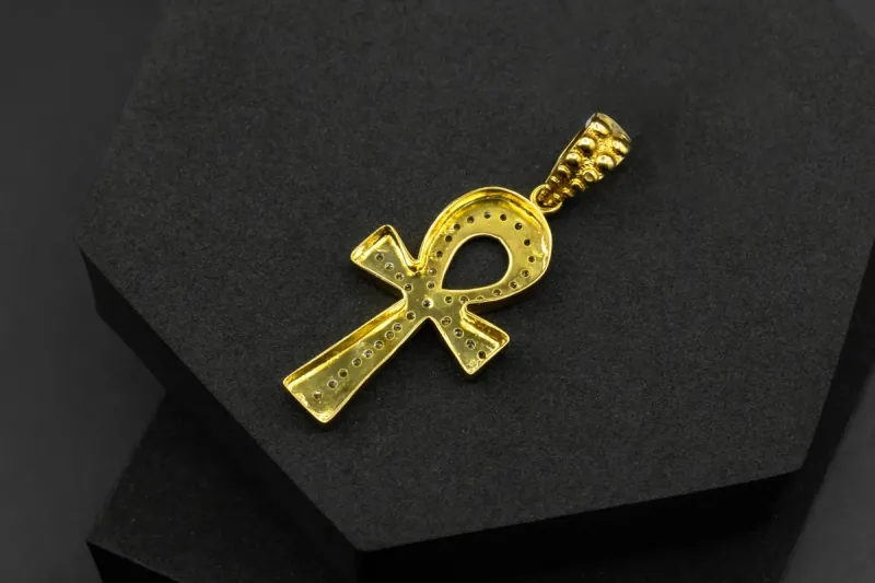 9ct Yellow Gold Diamond Ankh Pendant 1.50cts
