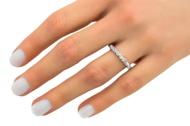 18ct White Gold Round Brilliant Diamond Full Eternity Ring 0.40ct