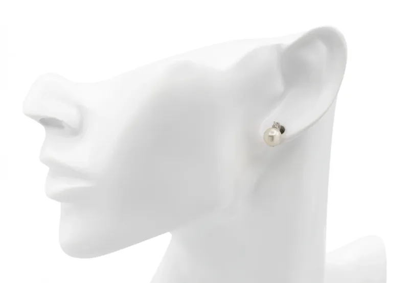 18ct White Gold Diamond & Pearl Stud Earrings 0.80ct