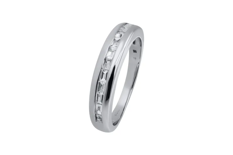 18ct White Gold Baguette Diamond Wedding Band 0.60ct