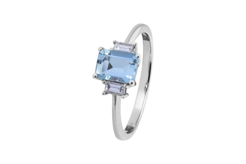 18ct White Gold Aquamarine & Diamond Ring 0.85ct