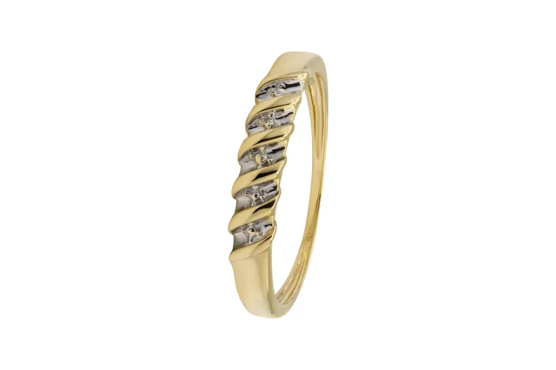 9ct Yellow & White Gold Ring 4mm Size T 1.9g