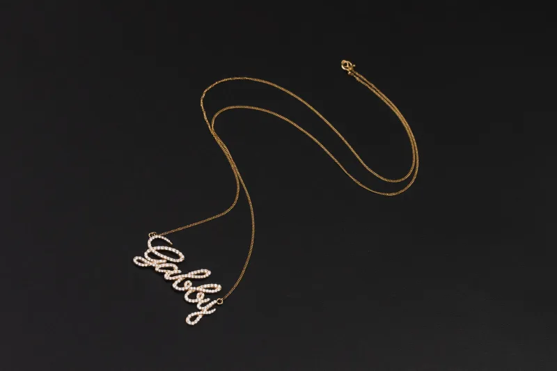 9ct Yellow Gold Diamond Gabby Name Pendant Necklace 4.0g
