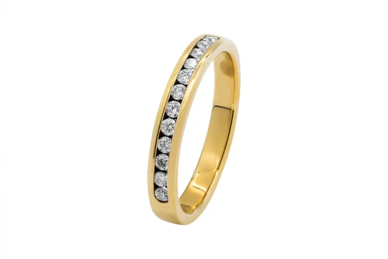 18ct Yellow Gold Channel Set Diamond Band Ring 0.50ct