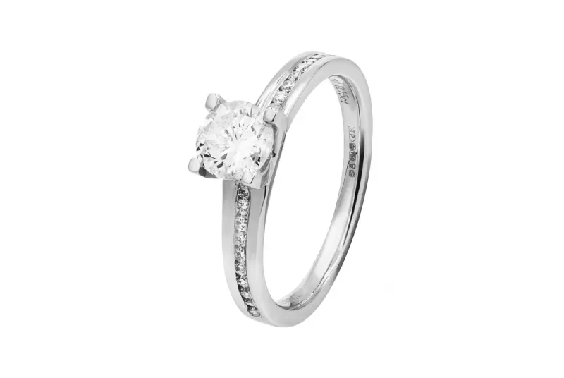 18ct White Gold Round Brilliant Diamond Engagement Ring 0.85ct