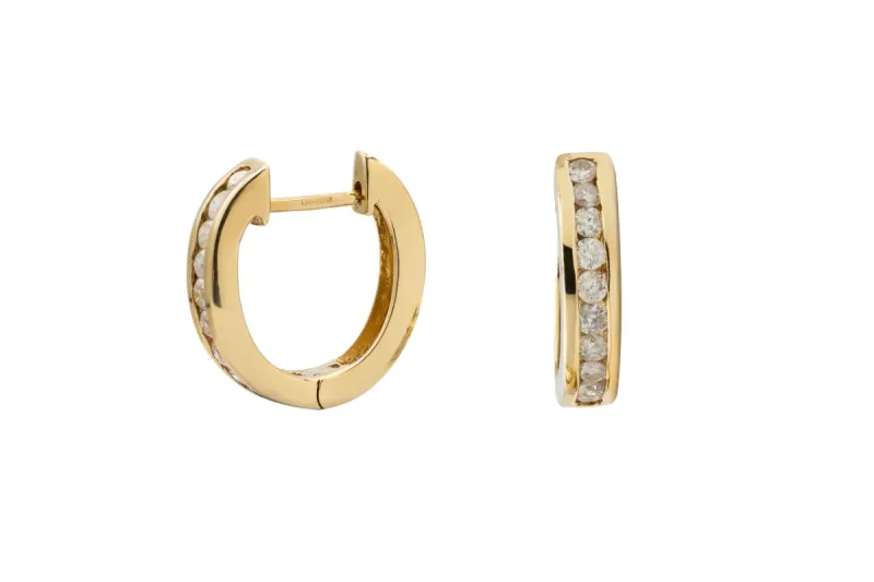 9ct Yellow Gold Diamond Huggie Earrings 0.60ct 3.4g
