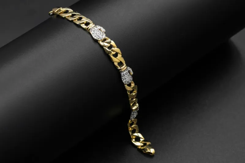 9ct Yellow Gold Cubic Zirconia Boxing Gloves Children's Bracelet 7.6g