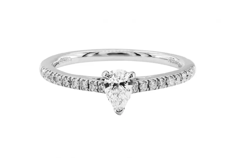 Platinum Diamond Engagement Ring Pear Shape 0.39ct