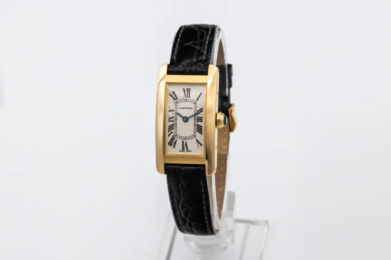 Cartier Tank Americaine 19mm Black Leather W2601556 Circa 2000s