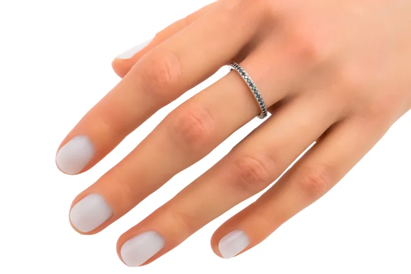 14ct White Gold Micro Pavé Black Diamond Ring 0.20ct
