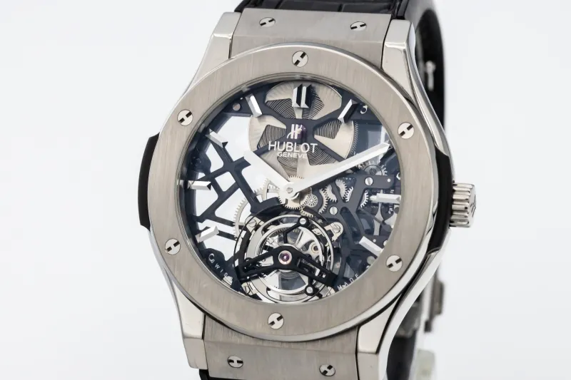 Hublot Classic Fusion Tourbillon 45mm Black Leather 505.NX.0170.LR Circa 2015