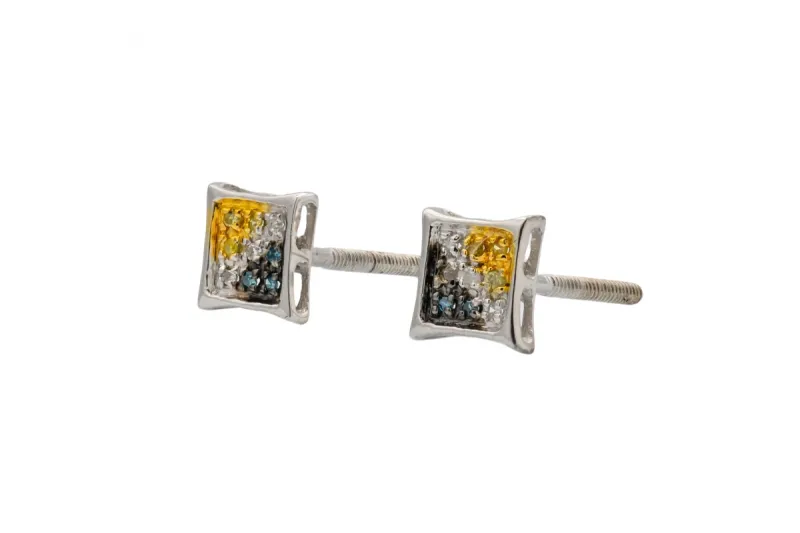 9ct Yellow Gold Multi-Colour Diamond Stud Earrings 0.10ct
