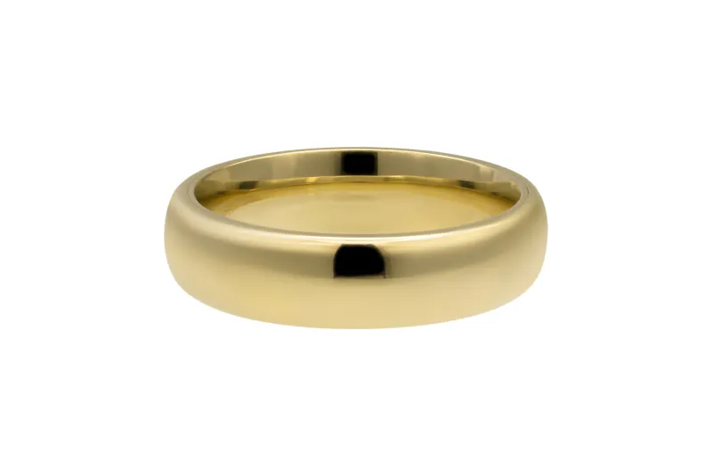 9ct Yellow Gold D-Shape Wedding Band Ring 5mm