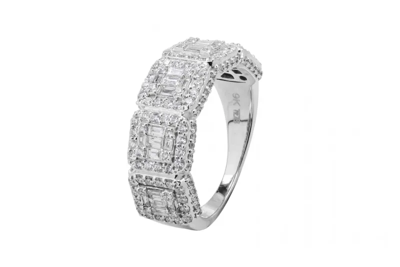9ct White Gold Diamond Half Eternity Ring 1.25ct