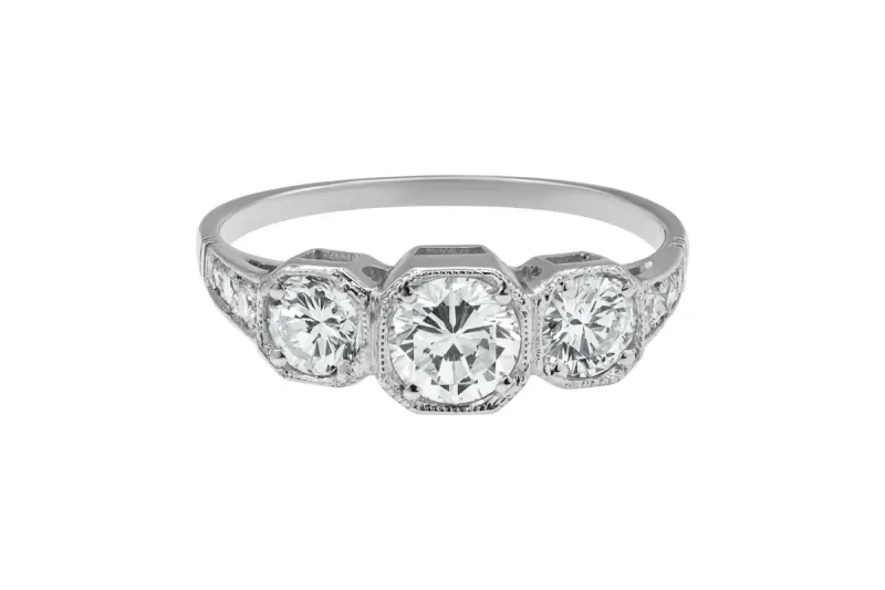 Platinum Trio Diamond Engagement Ring 1.13ct