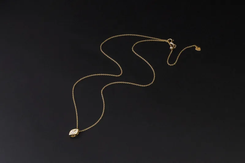 Gold Plated Sterling Silver Lab Grown Marquise Cut Diamond Necklace 0.57ct