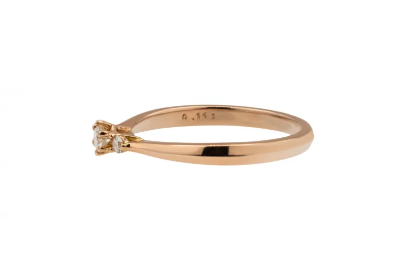 14ct Rose Gold Three Stone Diamond Ring 0.14ct