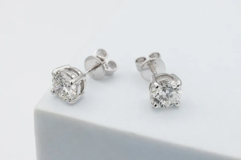 9ct White Gold Lab Grown Brilliant Cut Diamond Stud Earrings 2.23ct
