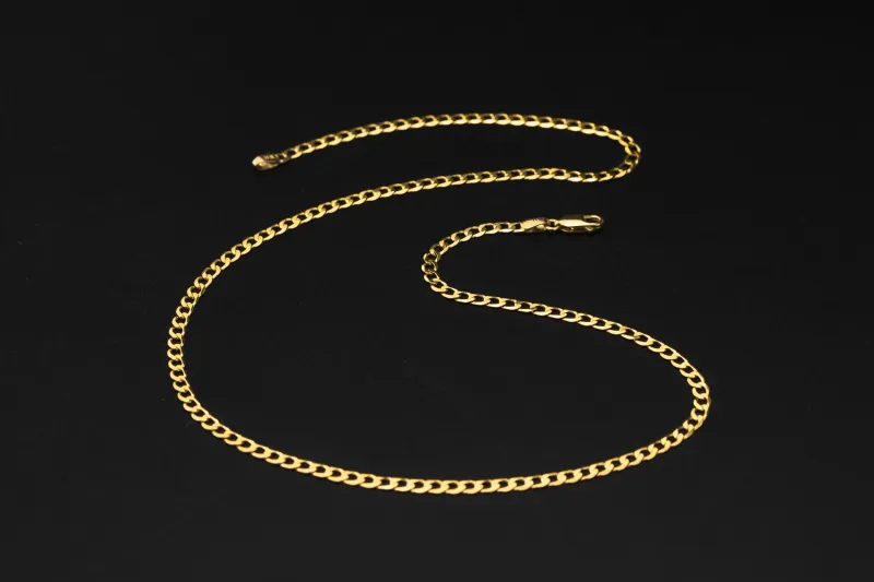 9ct Yellow Gold Flat Curb Chain 18" 3.3mm 5.5g
