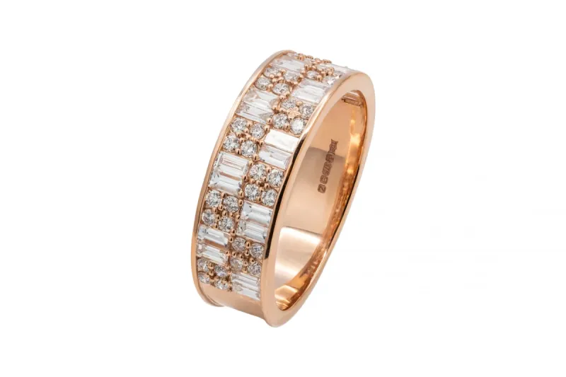 9ct Rose Gold Mens Diamond Ring 1.21ct