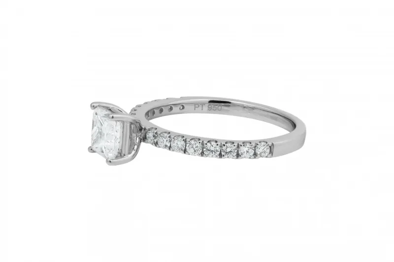 Platinum Diamond Princess Cut Engagement Ring 0.75ct GIA Certified