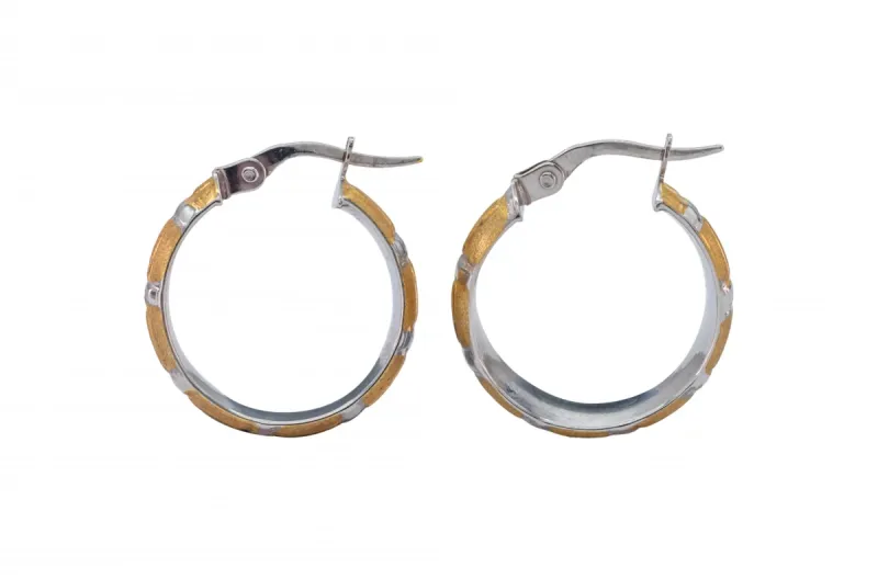 9ct Yellow/White Gold Hoop Earrings 1.6g