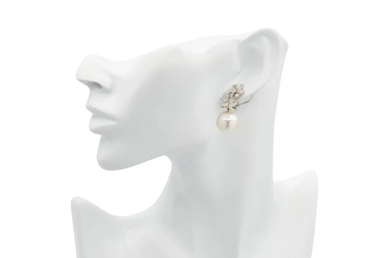Mikimoto South Sea Pearl & Diamond Earrings 3.44ct