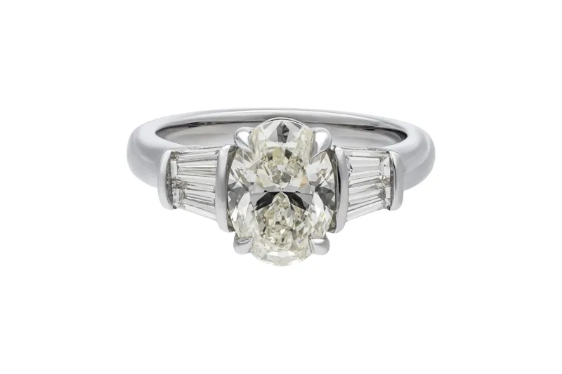 Platinum Oval Diamond Engagement Ring 2.46ct IGI Certified