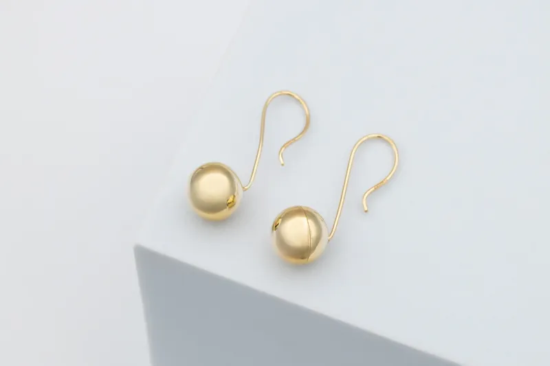 9ct Yellow Gold Euroball Drop Down Earrings 2.3g