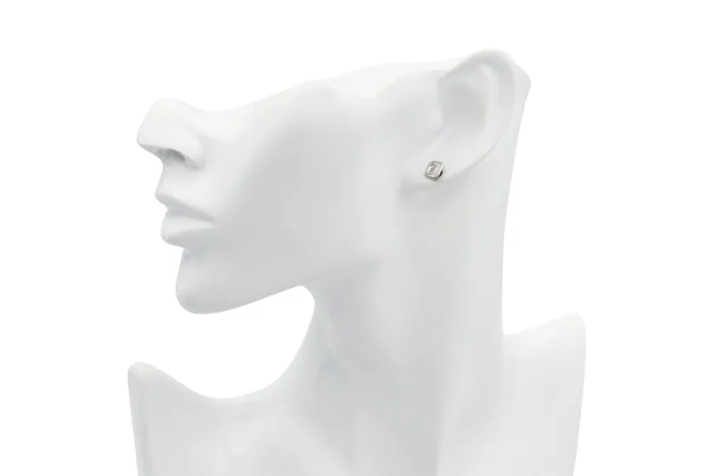Sterling Silver Lab Grown Emerald Cut Diamond Stud Earrings 1.06ct