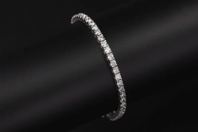 Lab Grown Brilliant Cut Diamond Tennis Bracelet Sterling Silver 5.26ct