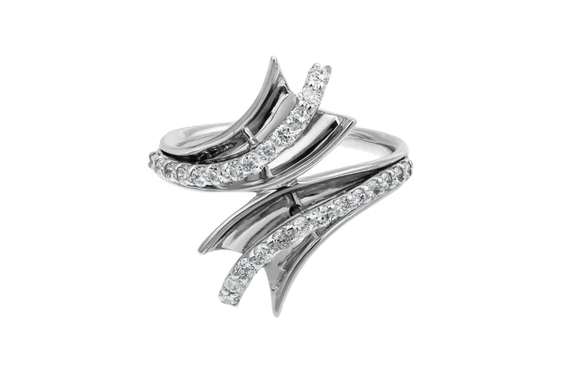 14ct White Gold Diamond Art Deco Ring 0.47ct 4.3g