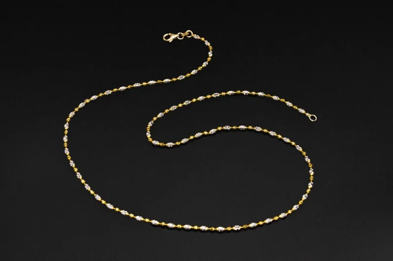 14ct Yellow Gold Diamond Cut Ball Chain Necklace 17"