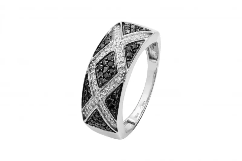 9ct White Gold Black And White Diamond Ring 0.41ct
