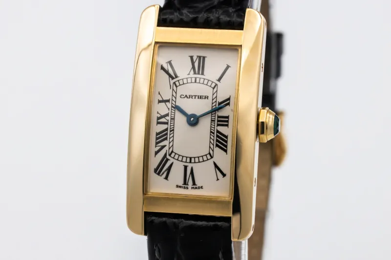 Cartier Tank Americaine 19mm Black Leather W2601556 Circa 2000s