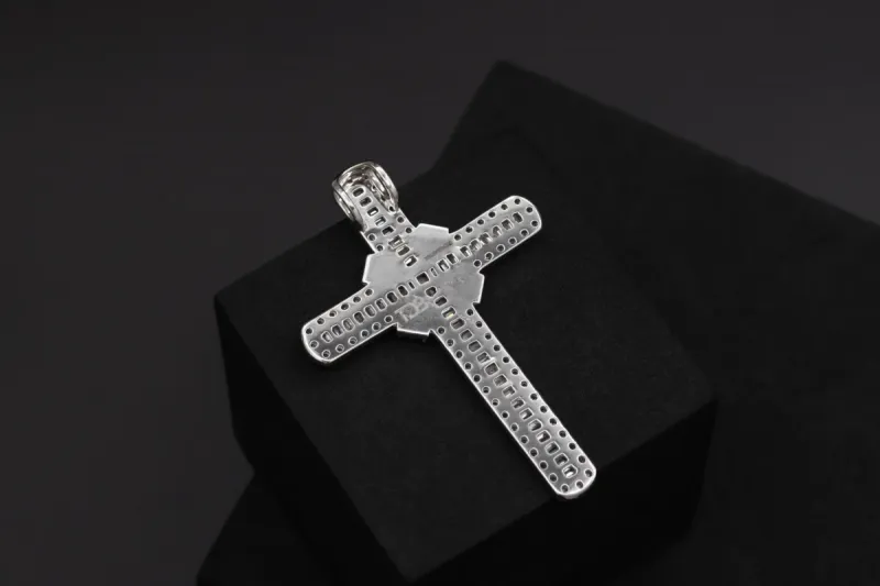 9ct White Gold Large Diamond Cross Pendant 4.74ct