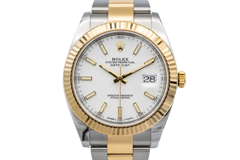 Rolex DateJust 41mm Steel & 18ct Yellow Gold White Oyster 126333 2017
