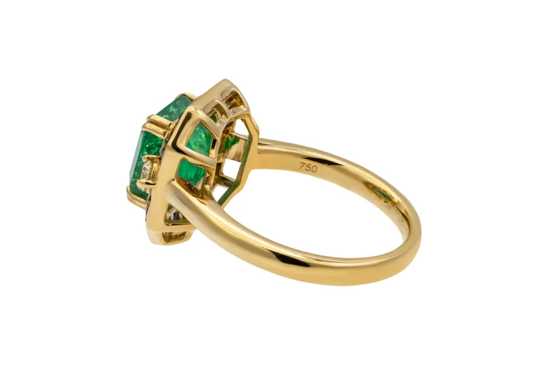 8ct Yellow Gold Asscher Cut Emerald Diamond & Sapphire Ring 3.36ct 5.98g