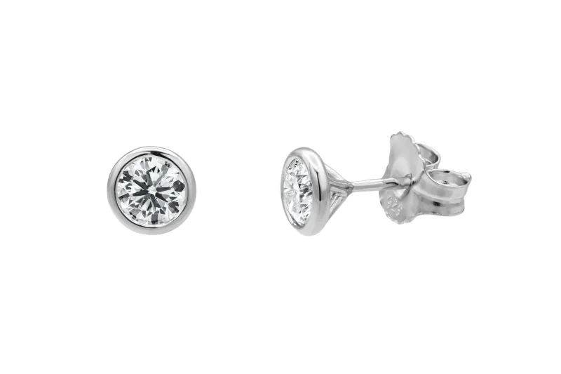 Sterling Silver Lab Grown Brilliant Cut Diamond Stud Earrings 1.12ct