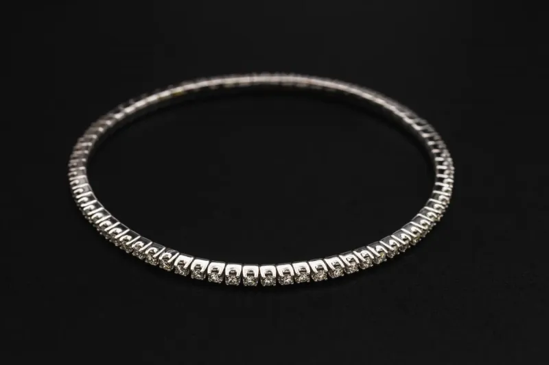 18ct White Gold Round Brilliant Diamond Tennis Bracelet 1.98ct