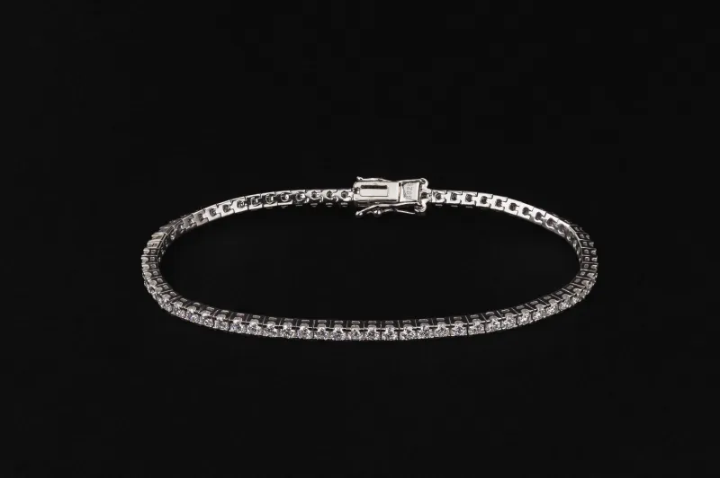 Sterling Silver Lab Grown Brilliant Cut Diamond Tennis Bracelet 3.19ct