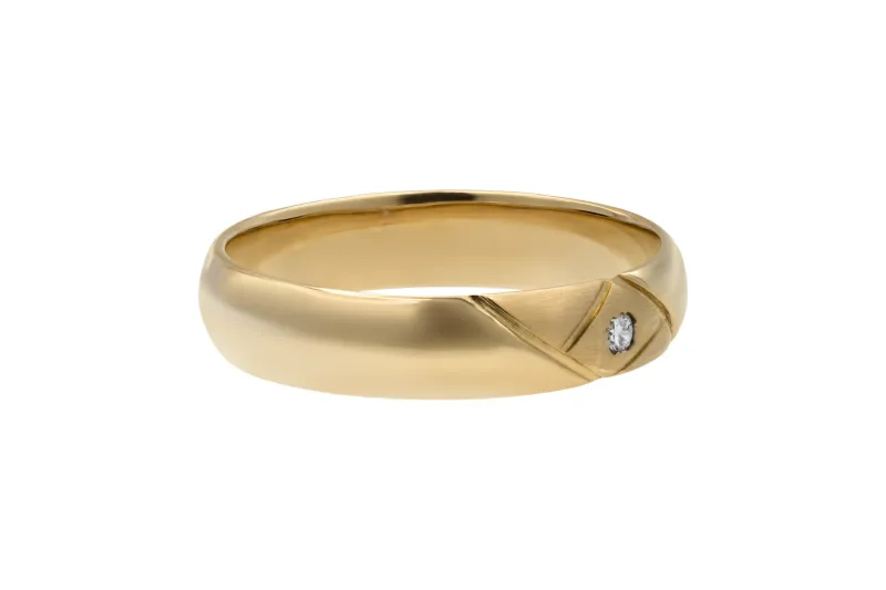 9ct Yellow Gold Diamond Set Classic Band Ring 0.05ct 4.2g