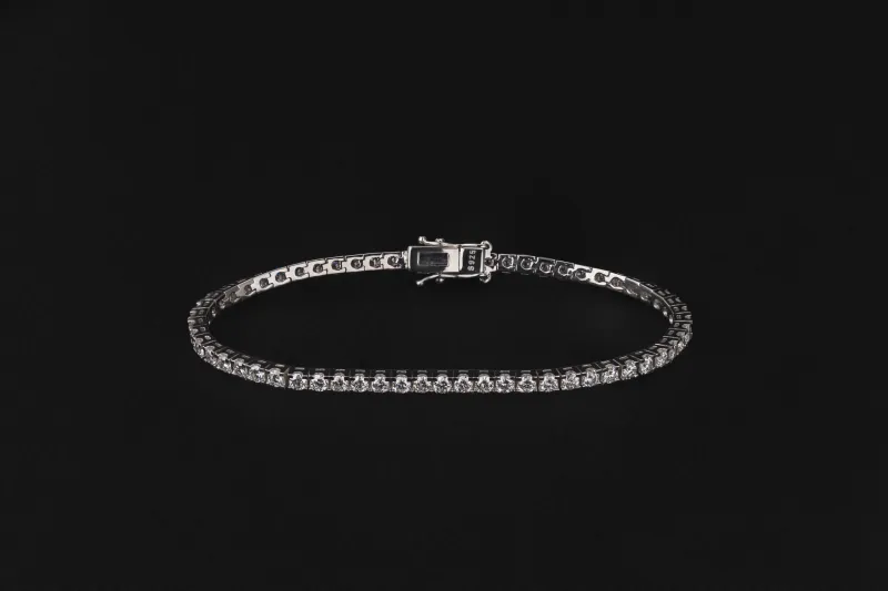 Sterling Silver Lab Grown Brilliant Cut Diamond Tennis Bracelet 4.07ct